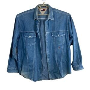 Tommy Hilfiger Denim Jacket Men's Large Shacket‎ 90's Y2K Street Casual Vintage
